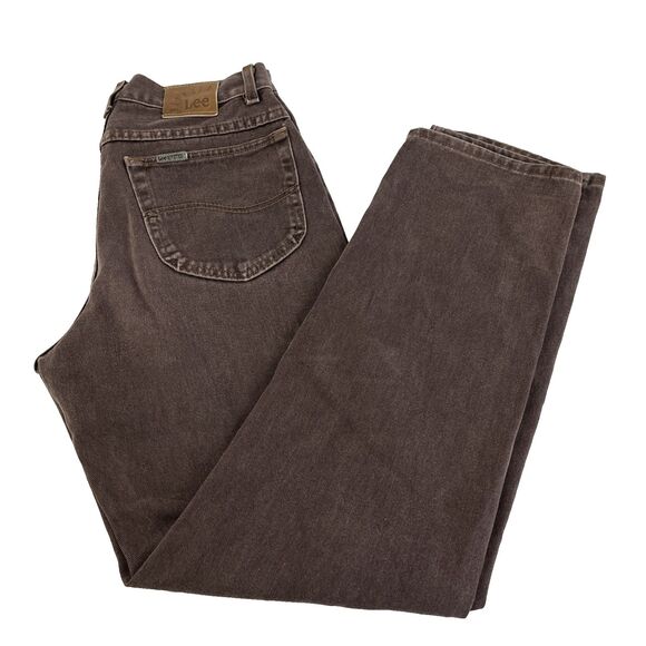 Vintage Mens Lee Riveted Brown Jeans Size 32x32 Made In USA - Picture 1 of 8